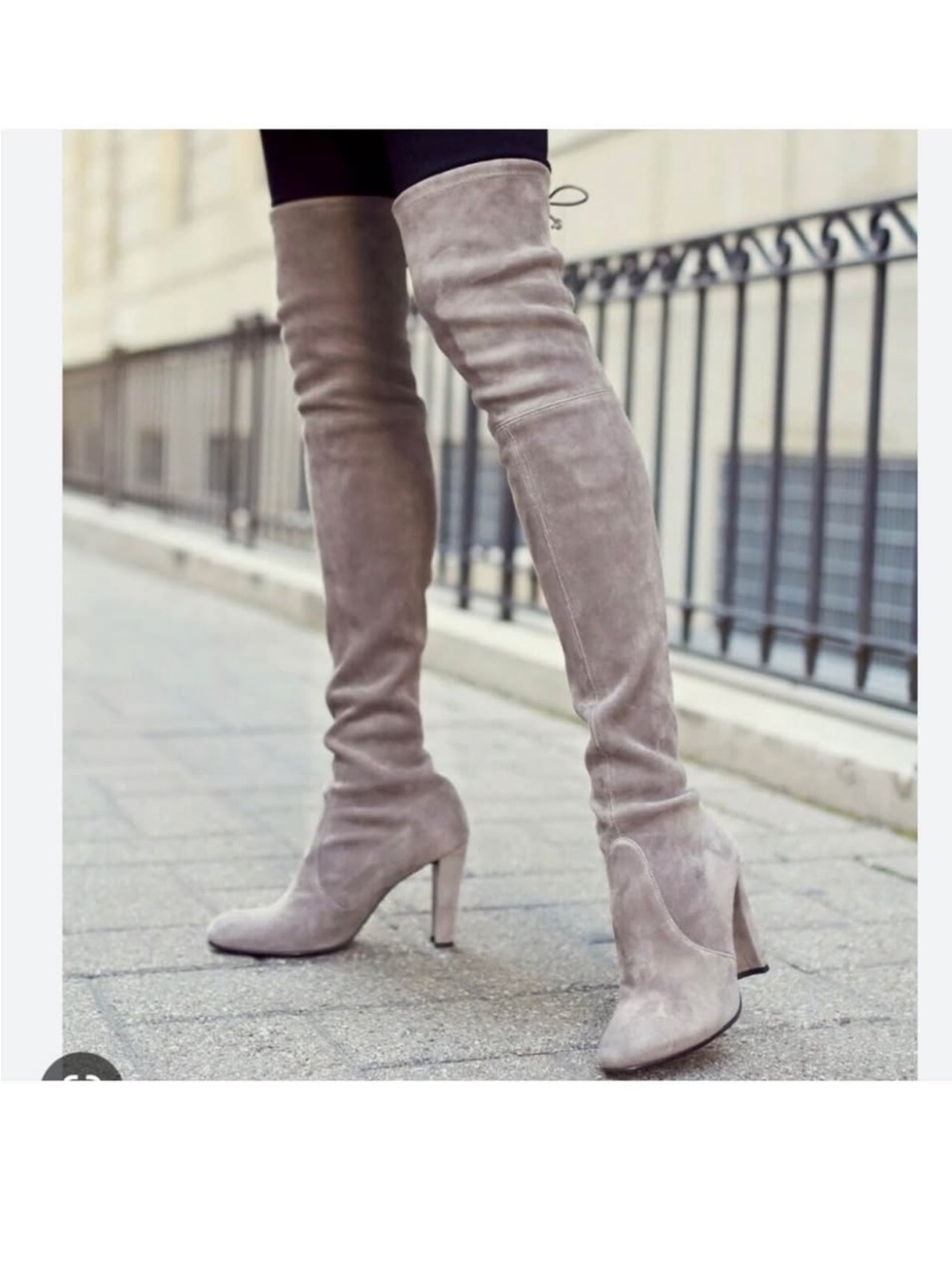 Stuart Weitzman Over-the-Knee Suede Boots - Taupe Gray- Highland Boot